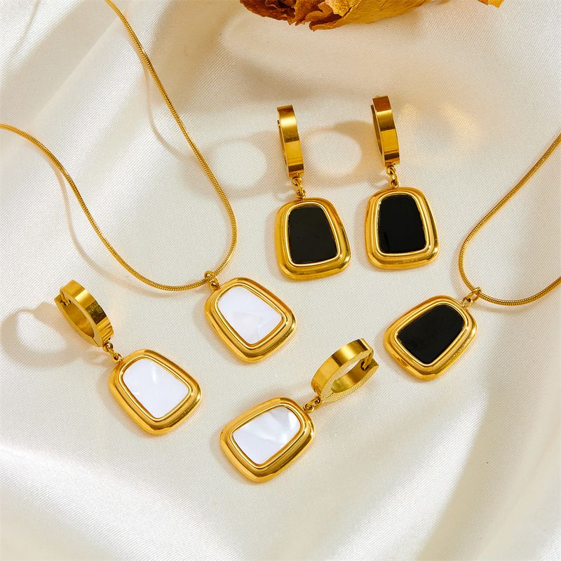 Titanium Steel 18K Gold Plated Simple Style Classic Style Plating Square Acrylic Jewelry Set