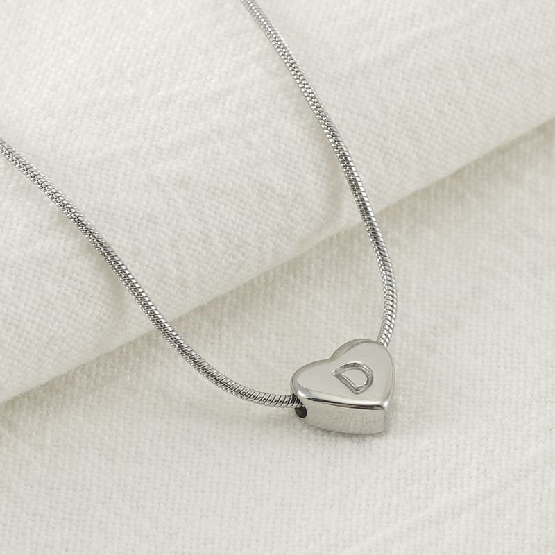 Stainless Steel Simple Style Polishing Letter Heart Shape Pendant Necklace