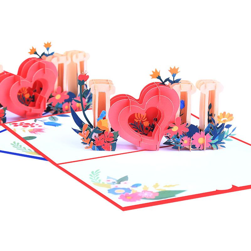 Valentine's Day Sweet Heart Shape Paper Wedding Festival Card