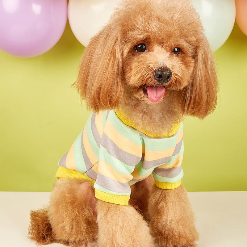 Cute Pastoral Polyester Stripe Pet Clothing