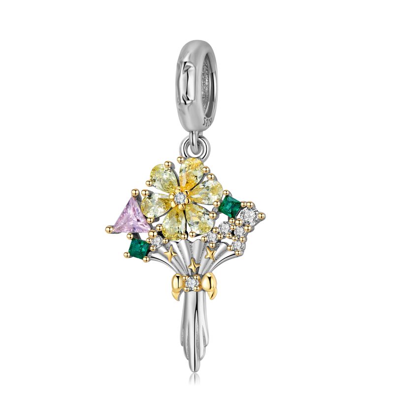 1 Piece Elegant Romantic Flower Petal Sterling Silver Inlay Jewelry Accessories