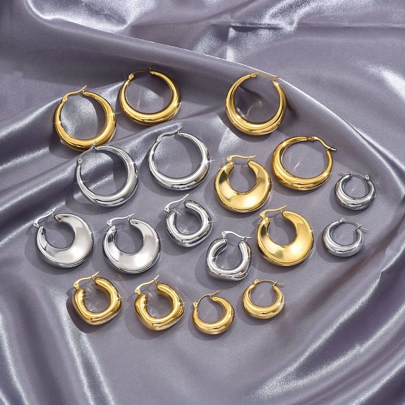 1 Pair Simple Style Classic Style C Shape Plating Titanium Steel 18k Gold Plated Silver Plated Ear Studs