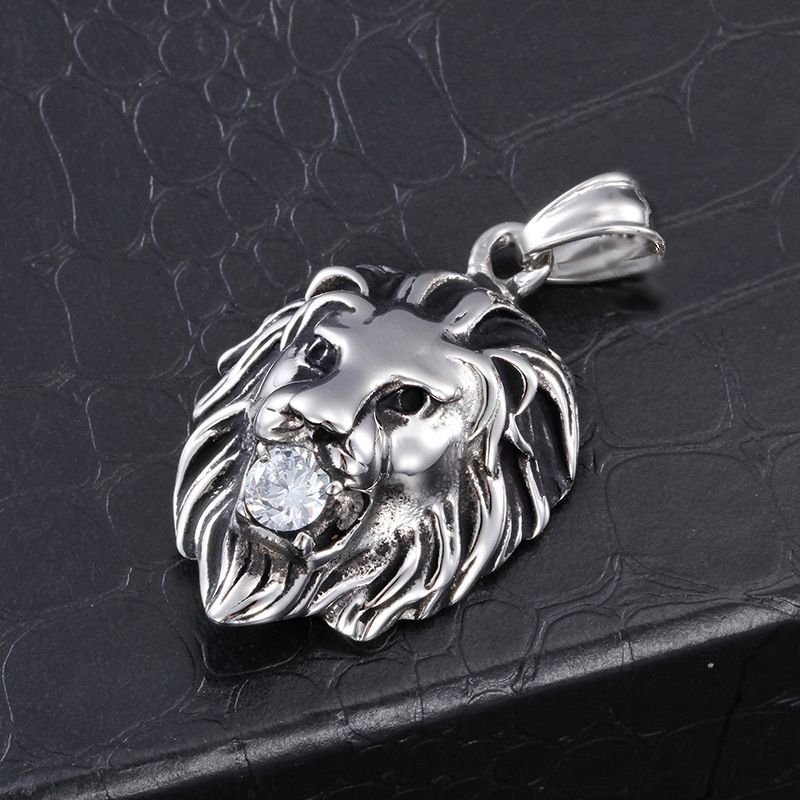 1 Piece Simple Style Cool Style Lion Titanium Steel Plating Inlay Jewelry Accessories