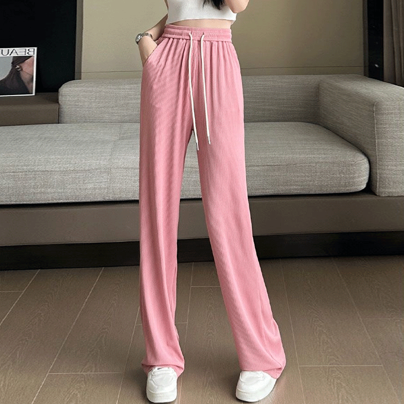 Women's Daily Casual Preppy Style Vacation Solid Color Full Length Straight Pants Wide Leg Pants