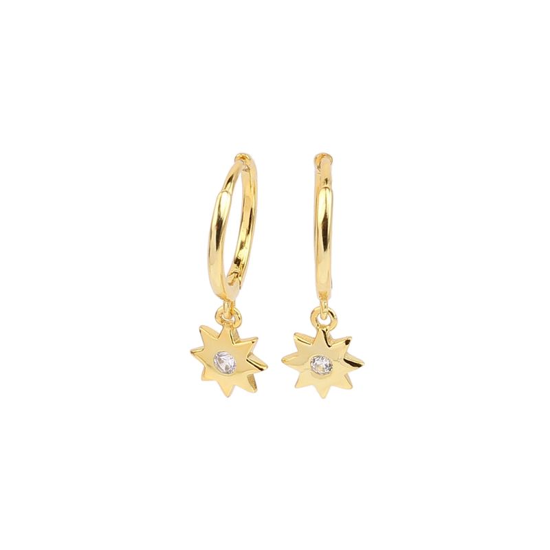 1 Paire Style Simple Star Placage Incruster Argent Sterling Zircon Or Blanc Plaqué Plaqué Or Boucles D'oreilles