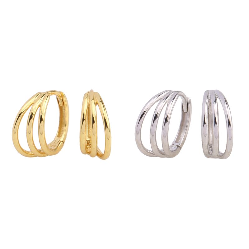 1 Pair Commute Round Plating Sterling Silver Gold Plated Earrings