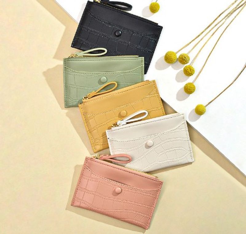 Women's Solid Color Pu Leather Zipper Coin Purses