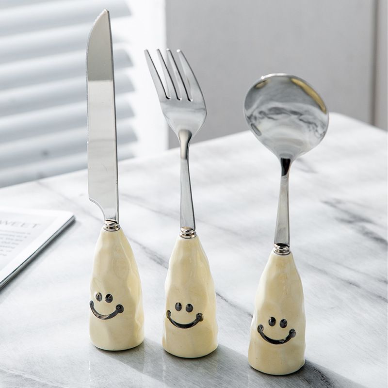 Casual Vacation Cartoon Stainless Steel Fruit Fork 1 Piece
