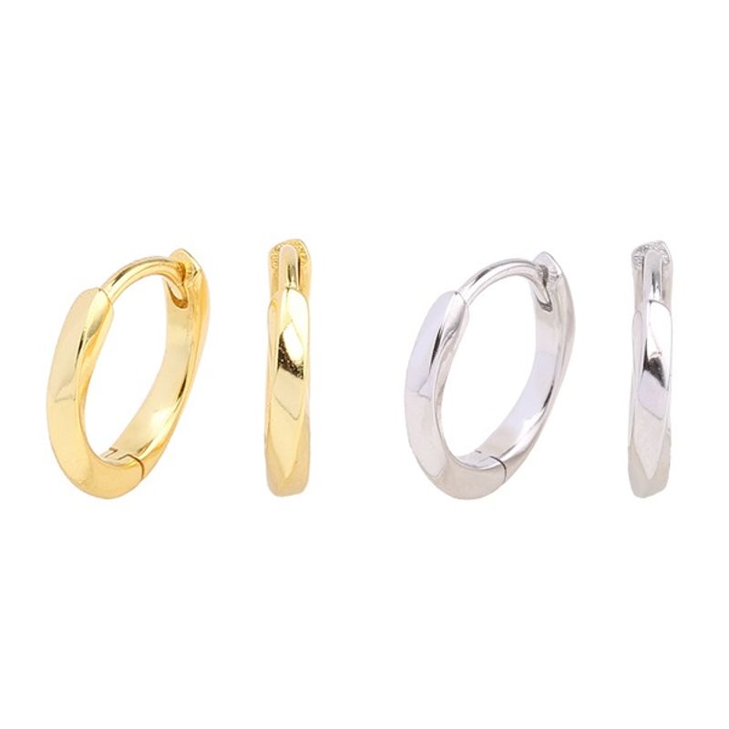 1 Paar Einfacher Stil Einfarbig Überzug Sterling Silber Vergoldet Ohrringe