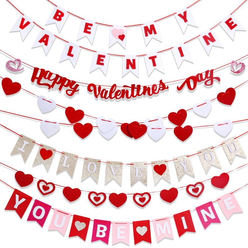 Valentine's Day Cartoon Style Letter Heart Shape Felt Paper Party Festival Decorative Props