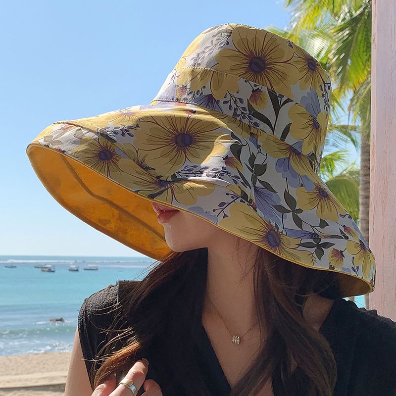 Mujeres Básico Flor Grandes Aleros Sombrero Para El Sol