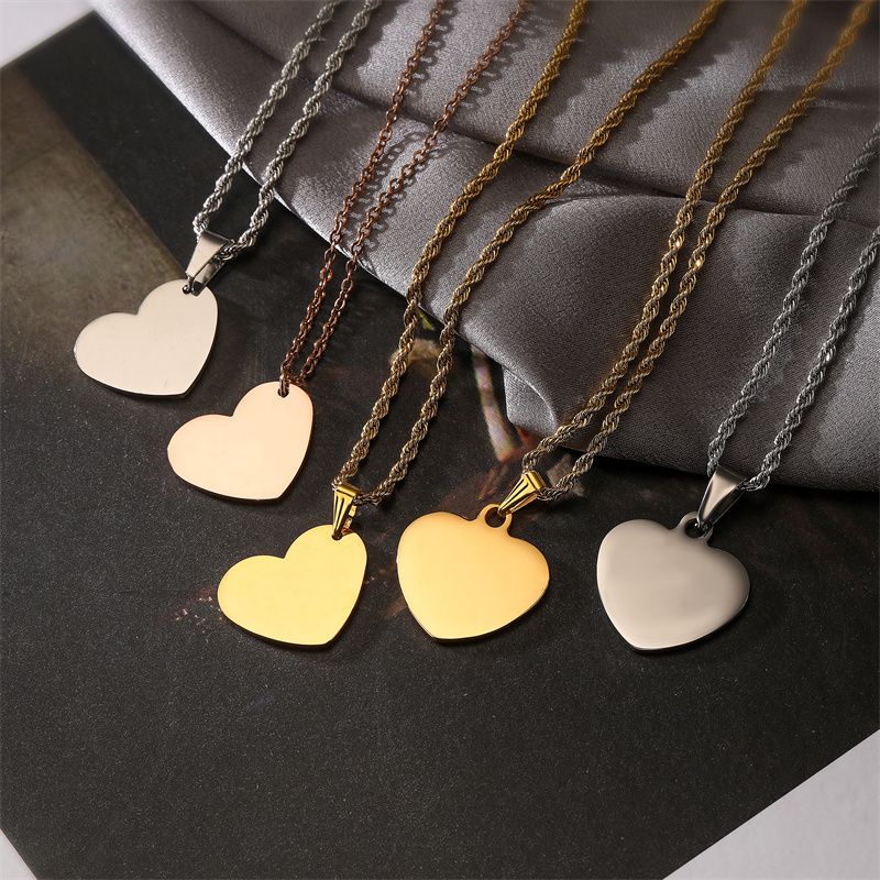 Punk Simple Style Heart Shape Stainless Steel Plating Inlay Pendant Necklace