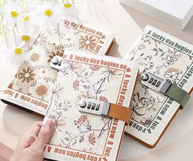 1 Piece Letter Class Learning Pu Leather Retro Pastoral Notebook