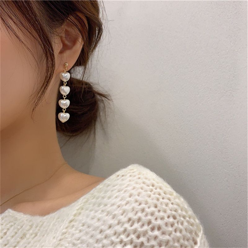 1 Pair Simple Style Classic Style Heart Shape Alloy Drop Earrings