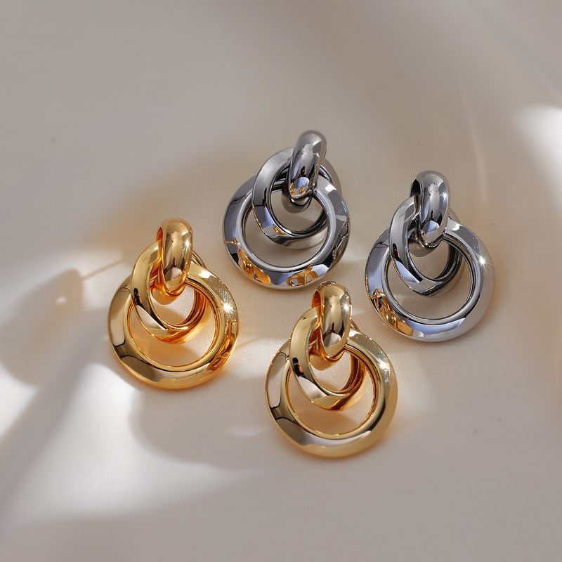 1 Paar Ig-stil Einfacher Stil Kreis Überzug Kupfer 18 Karat Vergoldet Tropfenohrringe