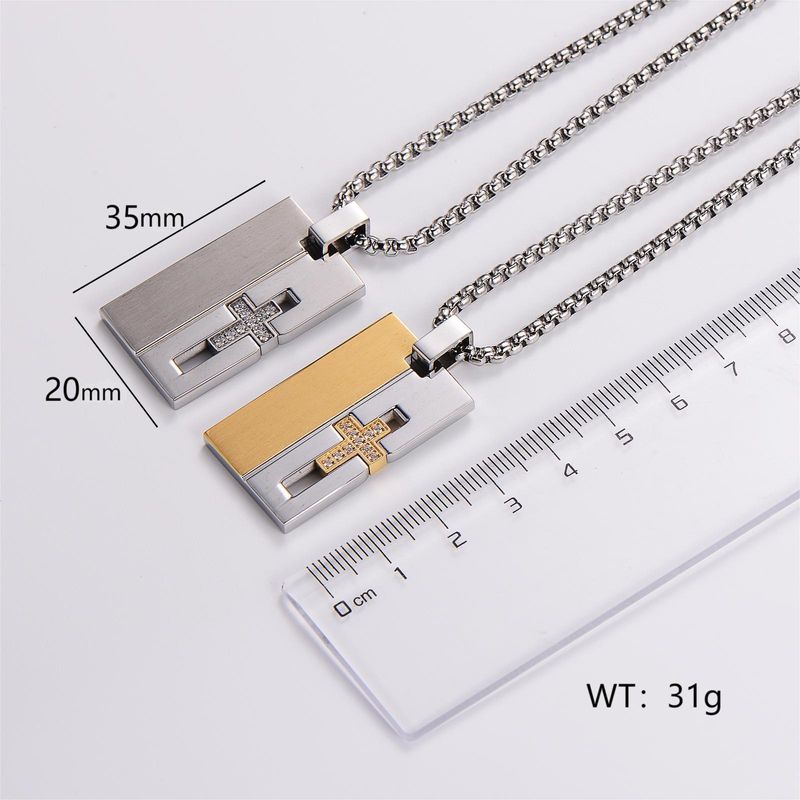 304 Stainless Steel 18K Gold Plated Streetwear Plating Inlay Cross