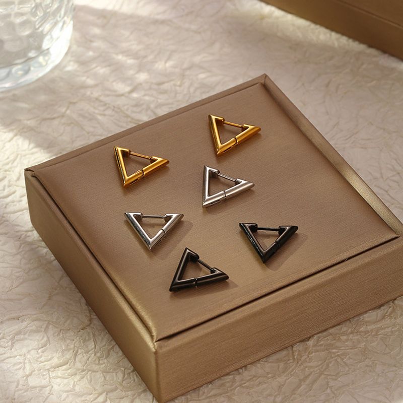 1 Paire Style Simple Triangle Placage Acier Inoxydable Des Boucles D'oreilles