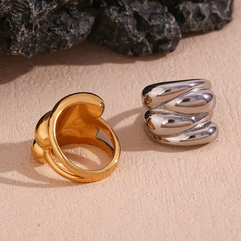 Simple Style Classic Style Solid Color Stainless Steel Plating 18k Gold Plated Rings