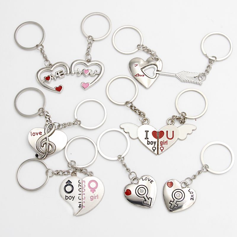 Cute Letter Heart Shape Zinc Alloy Valentine's Day Women's Keychain