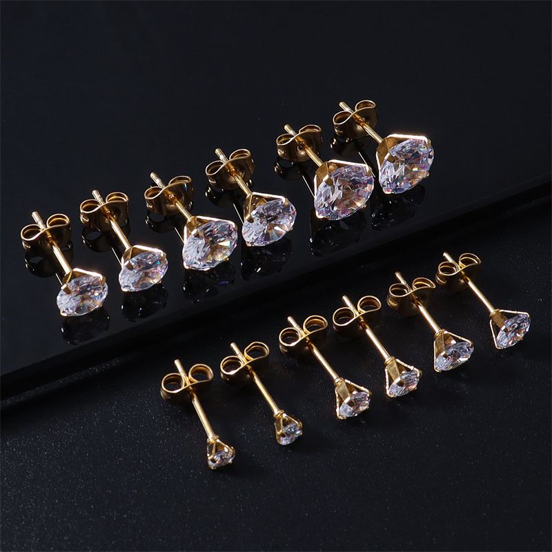 1 Piece Vintage Style Solid Color Stainless Steel Ear Studs