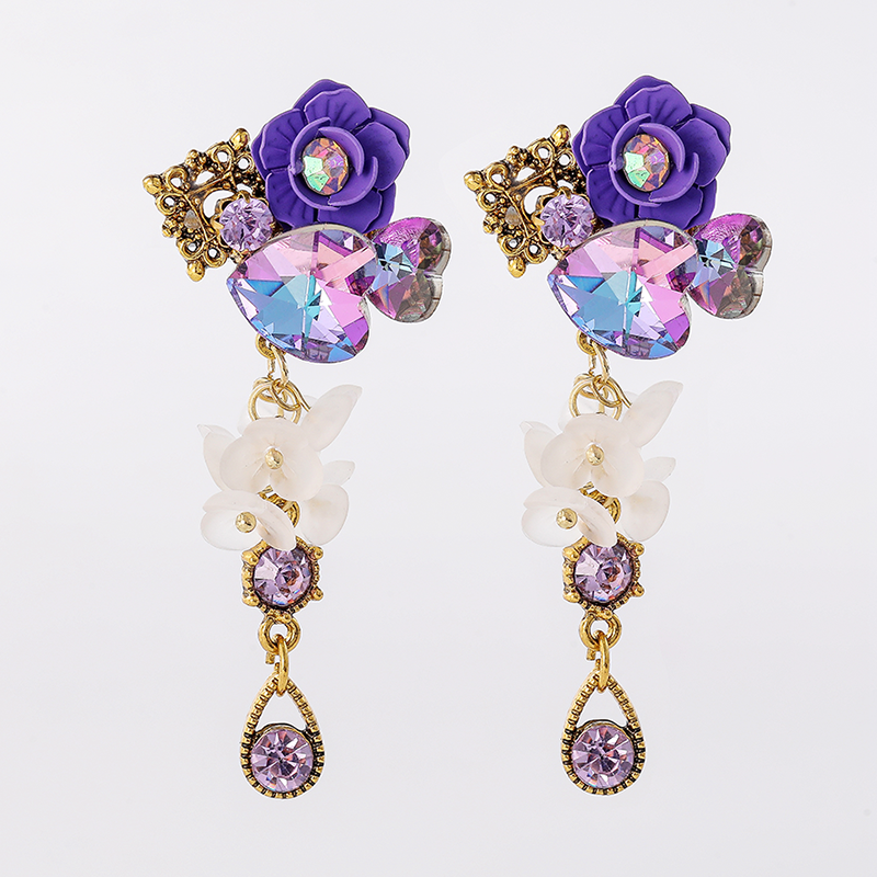 1 Pair Ig Style Elegant Shiny Water Droplets Inlay Alloy Artificial Crystal Drop Earrings