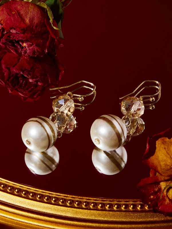 1 Paar Elegant Einfacher Stil Runden Inlay Legierung Künstlicher Kristall Künstliche Perlen Tropfenohrringe
