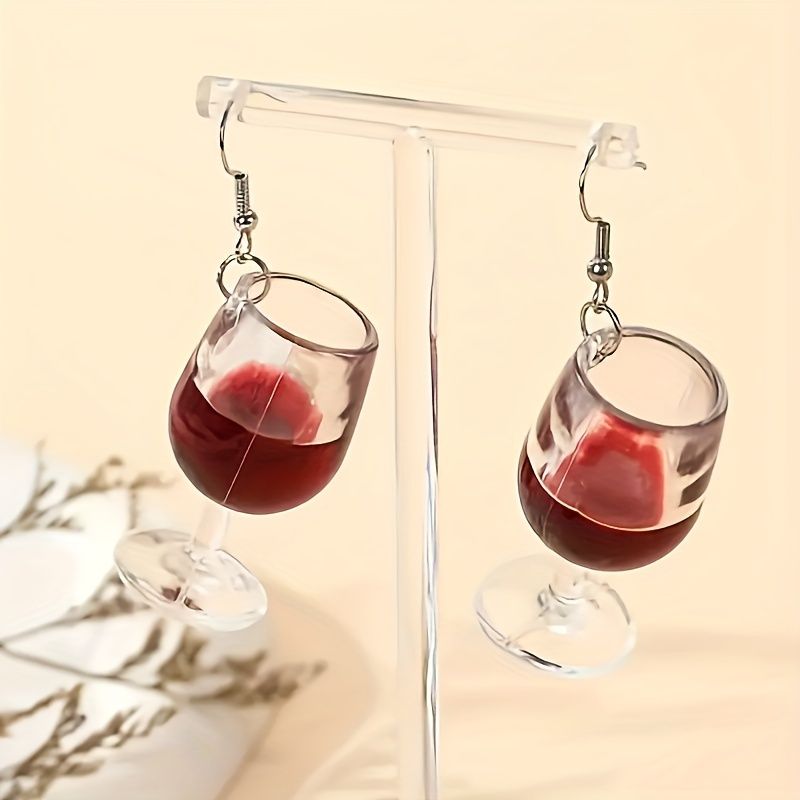1 Paar Süß Weinglas Harz Tropfenohrringe