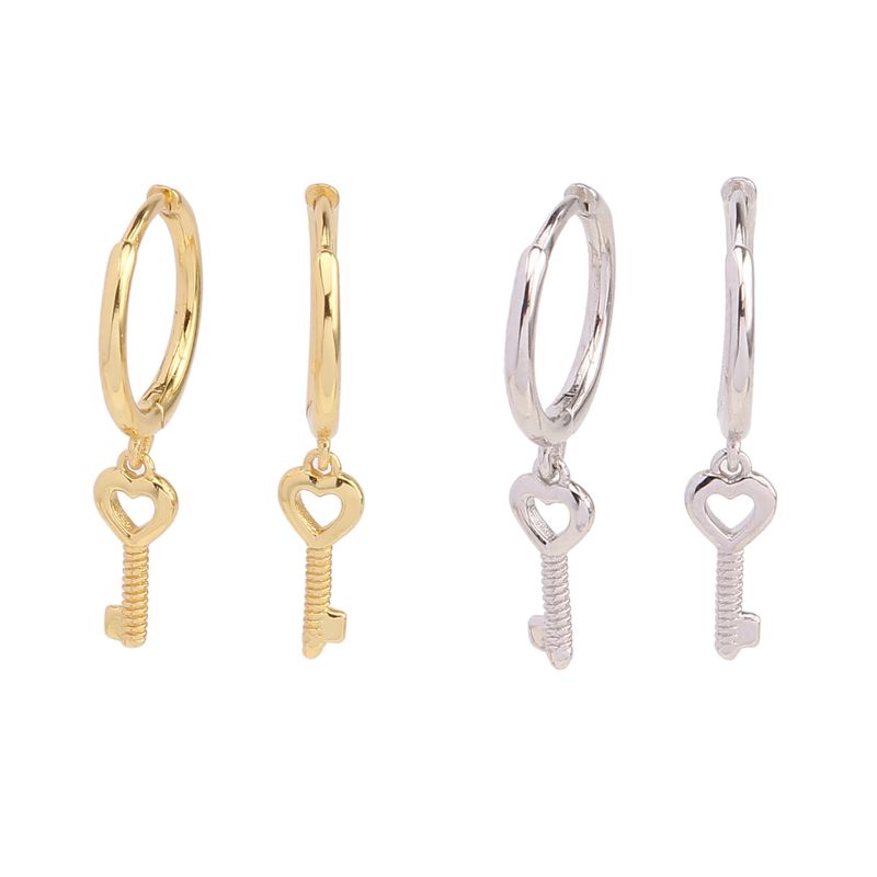 1 Pair Simple Style Key Sterling Silver Earrings
