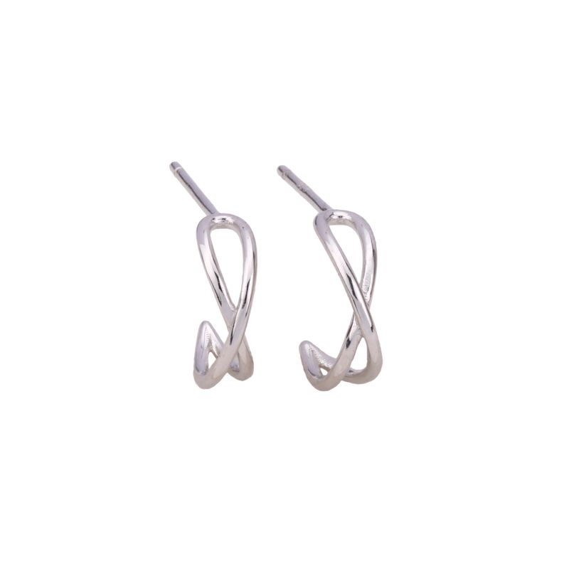 1 Paire Style Simple Forme C Placage Argent Sterling Boucles D'oreilles
