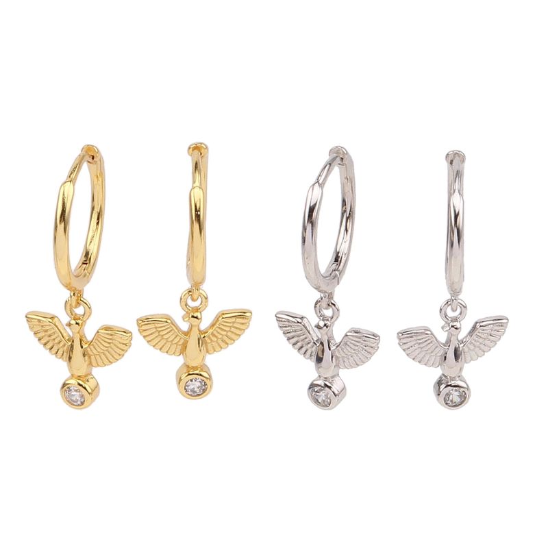 1 Pair Vintage Style Simple Style Bird Inlay Sterling Silver Zircon Drop Earrings