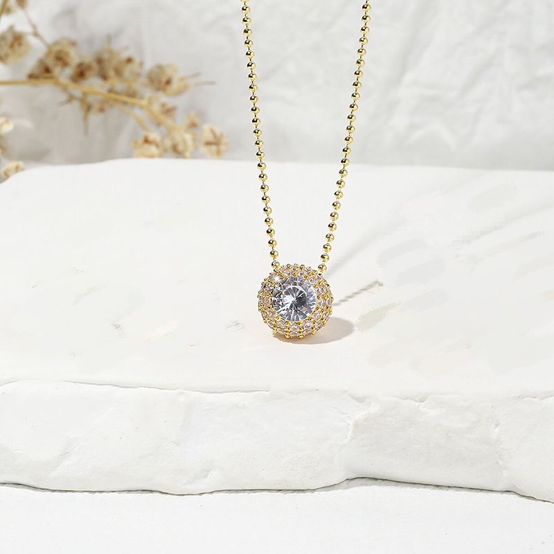 Elegant Luxurious Solid Color Zircon Metal Copper Wholesale Pendant Necklace