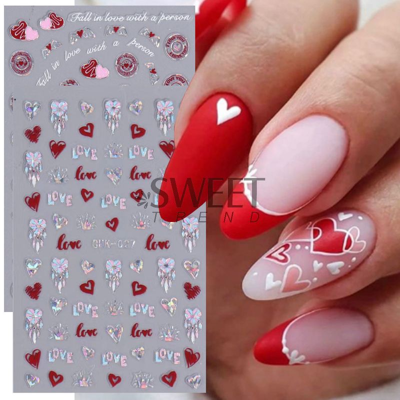 Día De San Valentín Dulce Estilo Simple Forma De Corazón Rosa Flor Pvc Accesorios Para Uñas 1 Pieza