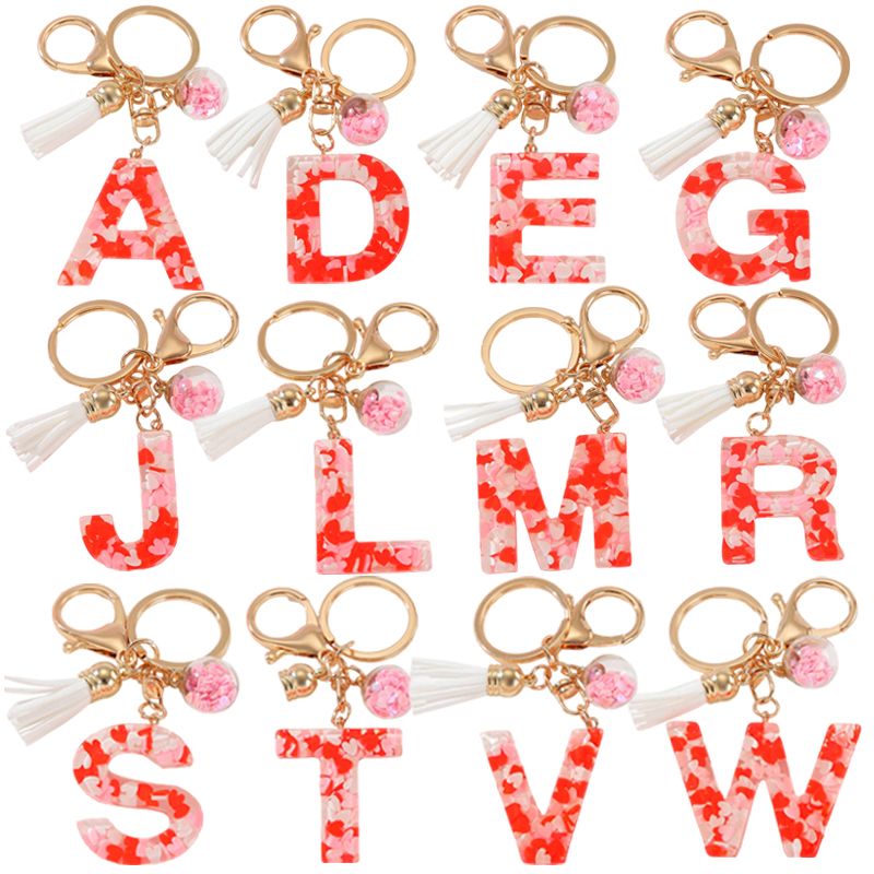 Romantic Simple Style Letter Resin Tassel Valentine's Day Bag Pendant Keychain