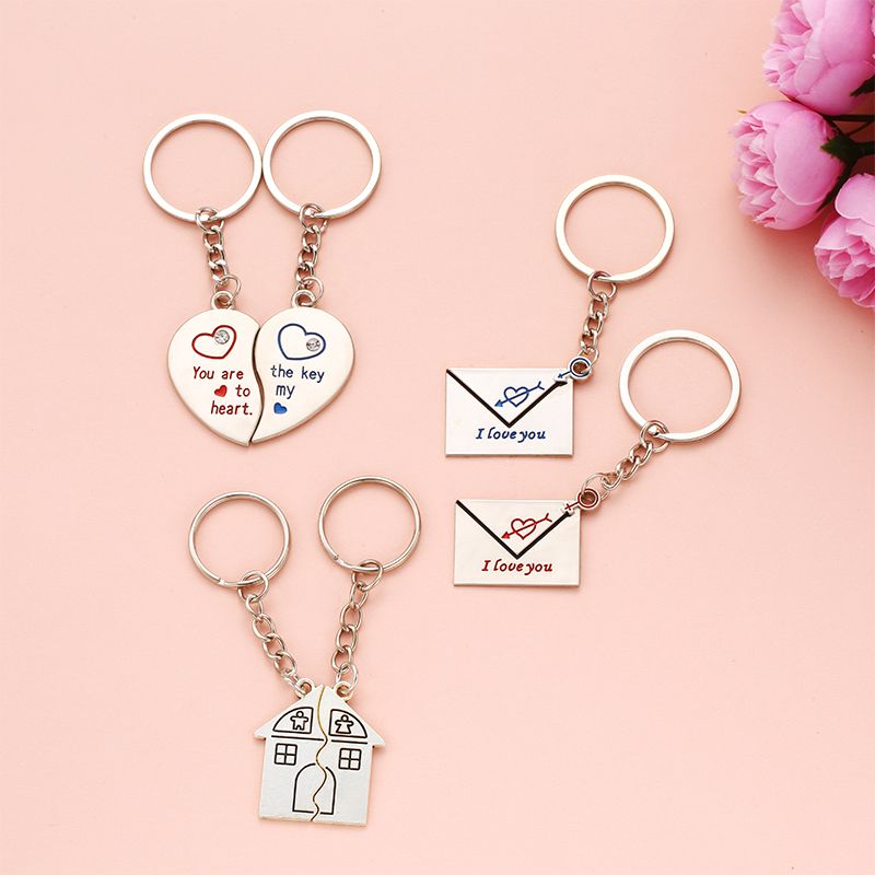 Einfacher Stil Herzform Legierung Drucken Valentinstag Schlüsselbund