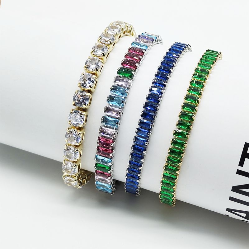 Style Vintage Géométrique Carré Acier Inoxydable 316 Plaqué Or 18K Strass Bracelets En Masse