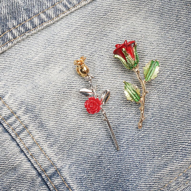 Vintage Style Rose Flower Metal Unisex Brooches