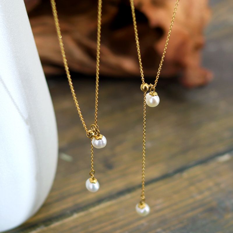 Acero Inoxidable 304 Perlas De Agua Dulce Chapados en oro de 18k Elegante Romántico Enchapado Color Sólido Collar Colgante