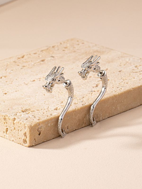1 Pair Simple Style Dragon Plating Alloy Silver Plated Ear Studs