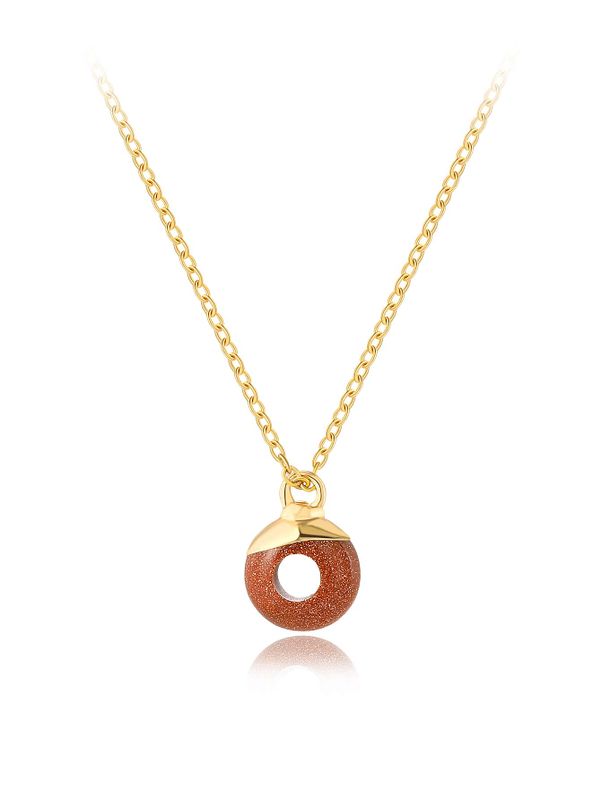 Stainless Steel 18K Gold Plated Simple Style Plating Inlay Round Natural Stone Pendant Necklace