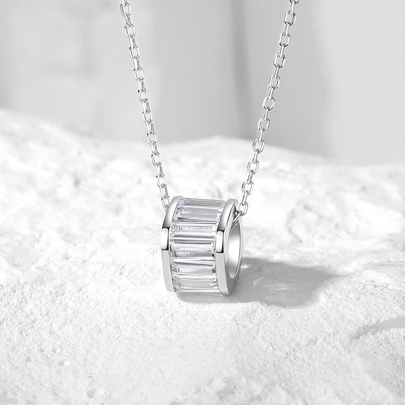 Lässig Moderner Stil Pendeln Runden Sterling Silber Polieren Überzug Inlay Zirkon Halskette