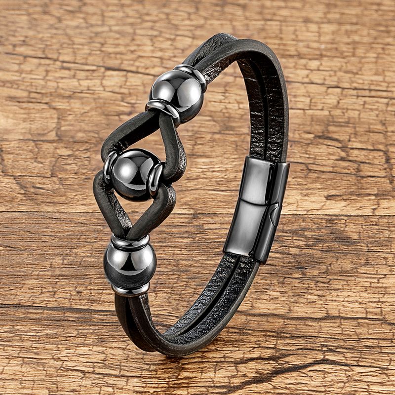 Modern Style Simple Style Semicircle Metal Layered Handmade Men's Bracelets
