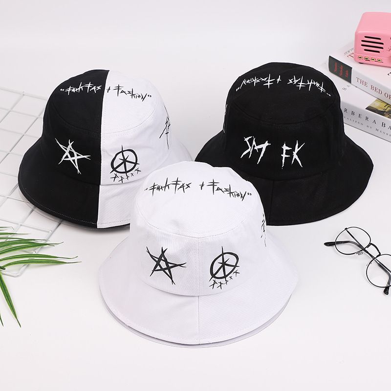 Unisex Lässig Hip Hop Brief Breite Traufen Bucket Hat