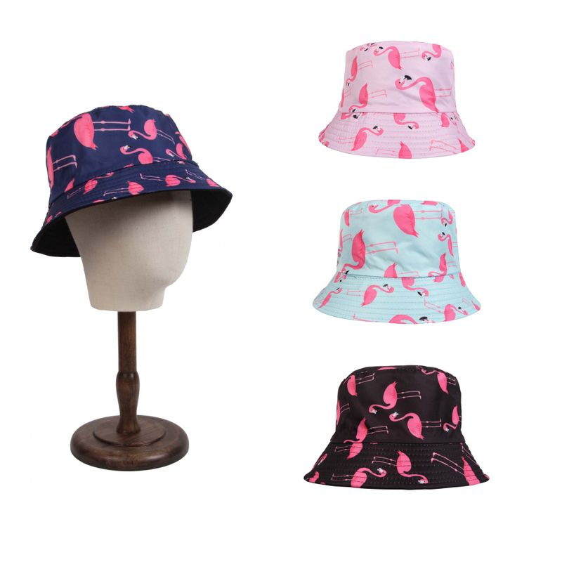 Unisex Lässig Ferien Flamingo Breite Traufen Bucket Hat