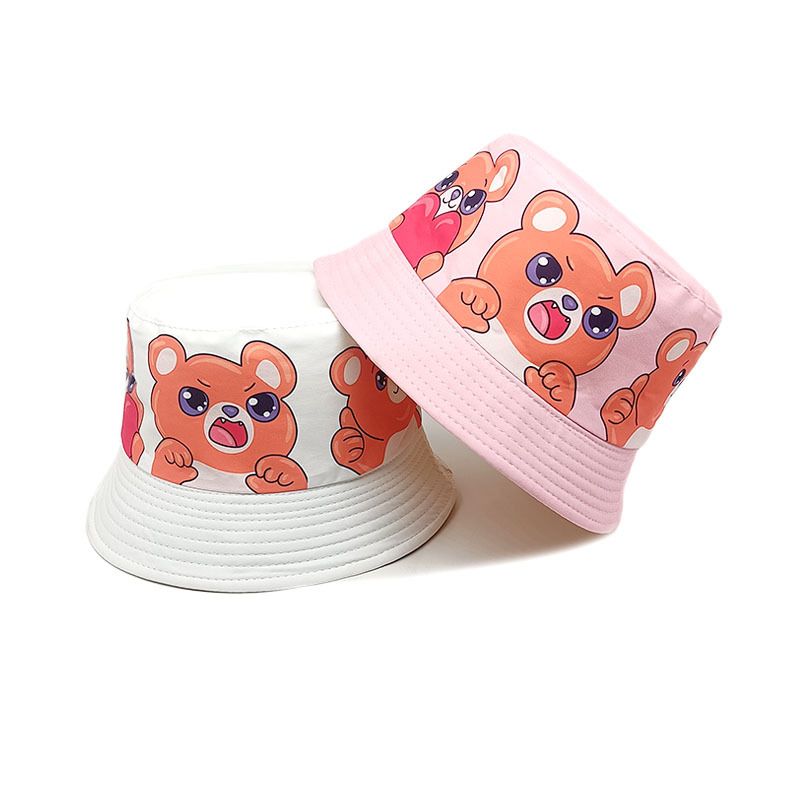 Children Unisex Cute Cartoon Bear Printing Bucket Hat