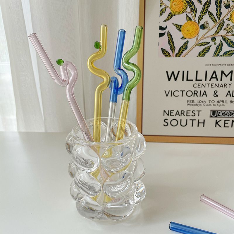 Casual Vacation Solid Color Glass Straw 1 Piece