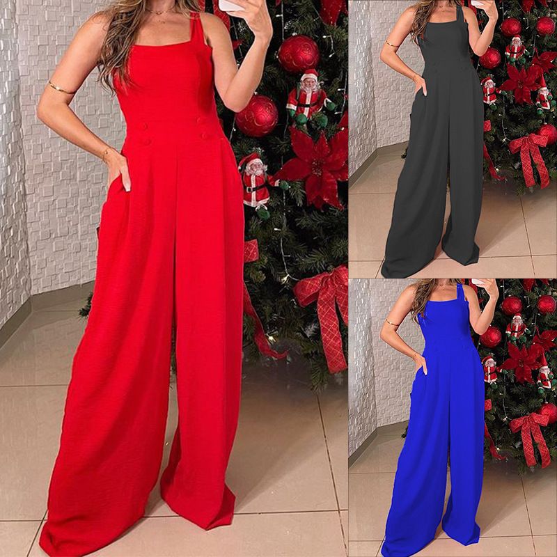 Women's Daily Casual Classic Style Solid Color Full Length Jumpsuits
