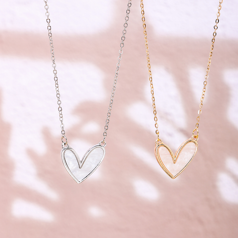 Ig Style Sweet Simple Style Heart Shape Alloy Plating Inlay Shell Women's Necklace