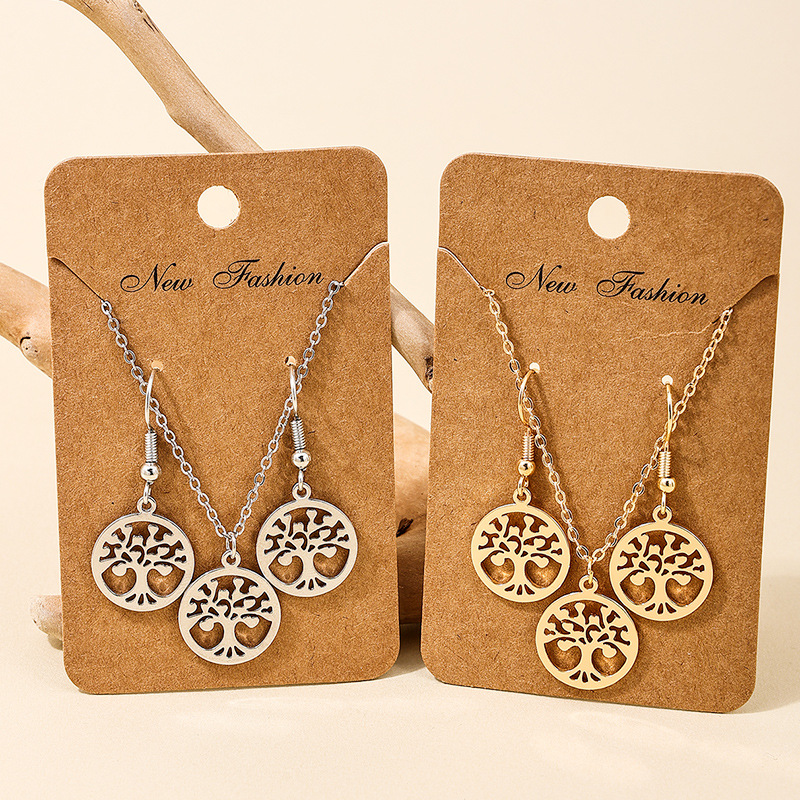 Simple Style Tree Alloy Plating Hollow Out Women's Earrings Necklace