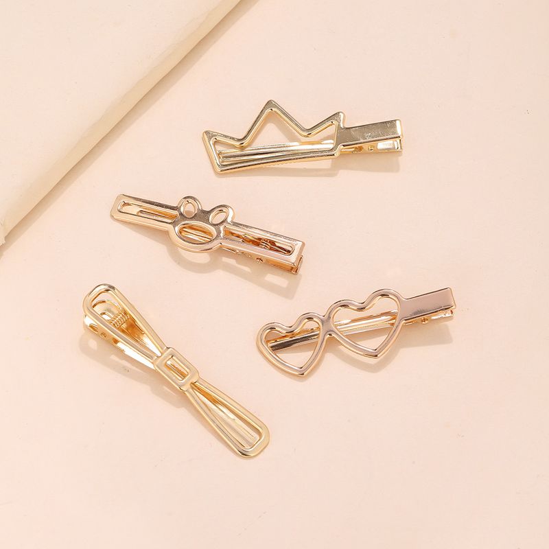 Women's Simple Style Heart Shape Cat Bow Knot Alloy Plating Hair Clip