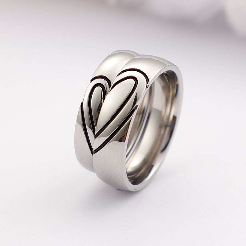 Simple Style Heart Shape Titanium Steel Rings